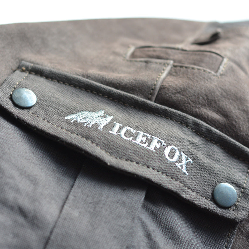 Leather pants hunting, "Rhino" in color brown. View knife bag